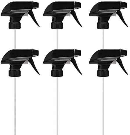 6 ugelli di ricambio per spruzzatore in plastica resistente nera 28/410 per nebulizzatore standard, testa di flusso per bottiglie di vetro o plastica da 8 oz/16 once di irrigazione per casa e