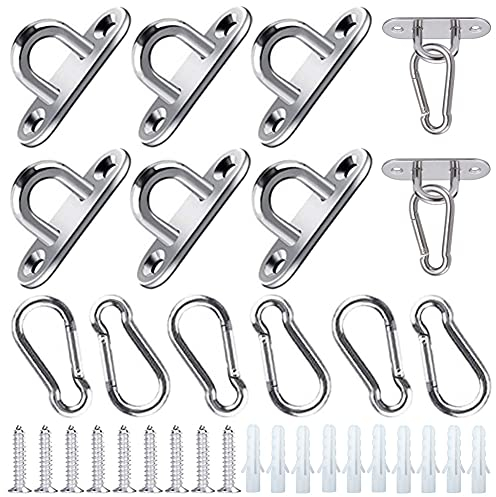 12 Pezzi M5 Piastre Oculari Piastra di Copertura in Acciaio Inossidabile e Moschettoni Gancio Soffitto con Viti e Tubo di Espansione