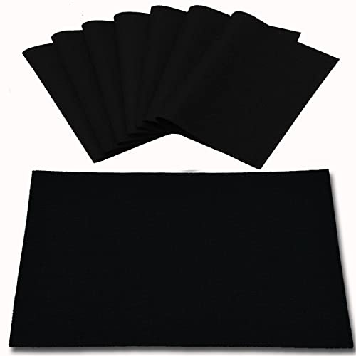 Rinpon Cloth Placemats Set of 8, Linen Type Fabric Placemats Machine Washable Heat Resistant Placemats Wrinkle Free Thick Polyester Kitchen Place Mats for Dining Table (Black)