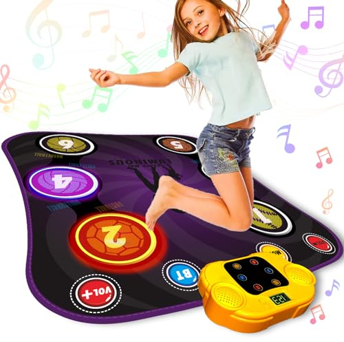 Tanzmatte Kinder Spielzeug Geschenke für Mädchen Jungen, Musikmatte mit Herausforderung Mod LED Bluethooth Musik Tanzpad Geburtstagsgeschenke, Spielzeug für Mädchen 3 4 5 6 7 8 9 10+ (Violett)