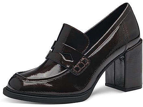 MARCO TOZZI Mocassini Donna con Tacco a Blocco, Mocca Patent, 38 EU