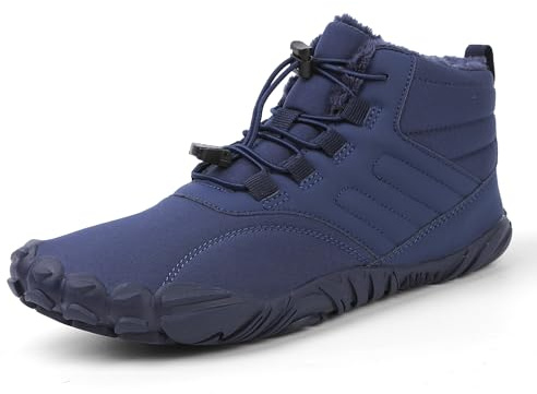 SMajong Homme Chaussures Bottes d'hiver Fourrée Chaudes Résistant à l'eau Femme Bottes de Neige Barefoot A Bleu 43 EU (Les Semelles 44)