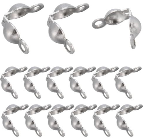 SUNNYCLUE 1 scatola 400 pezzi Copri Nodo 304 punte di Perline In Acciaio Inossidabile Copri Perline A Crimpare Tappo Terminale con Punta di Perlina Copri Nodo Perline di Copertura per Nodo Piccolo Pun