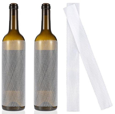 Mozeat Lens 30 Stück Schutzhüllen Weinflasche 22cm Weiß Mesh Klapperschutz Weinflaschenschutzhülle Schutzhülle Netz-Schutzhüllen für Schützt Flaschen Wein Champagne Glasflaschen Likörflaschen