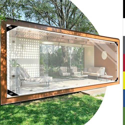 HQQMNY Bâche Transparente avec œillets - Imperméable - 0,5 mm - avec œillets - en PVC de 560 g/m² - Résistante aux intempéries - pour tonnelle