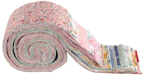 Namvo 40 st Tyg Jelly Roll Set, 6,25x100cm bomullsquiltremsor med blommönster, patchworktyg för pyssel och sömnad