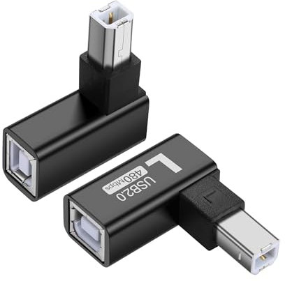 SinLoon Lot de 2 adaptateurs USB 2.0 type B mâle vers femelle - Connecteur d'imprimante USB 2.0 - Pour imprimante, scanner, mixeur - 2 pièces (noir)