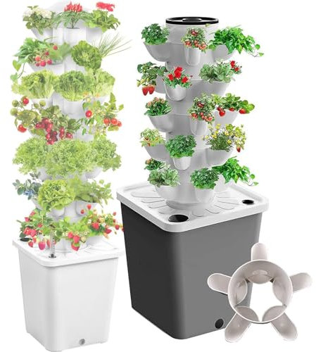 Torre Hidropónica 10 15 20 25 30, Kits de Cultivo Hidropónico, 10L Tanque de Agua de Gran Capacidad, Para Hierbas, Frutas, Verduras, Flores, Con Bomba de Agua,25Holes