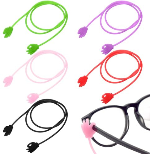 ZUWIJEQ 5 Pcs Cordons Lunettes universels sans queue, Lunettes Chaîne Lanière, En silicone, Pour le sport, pour femmes, enfants, hommes