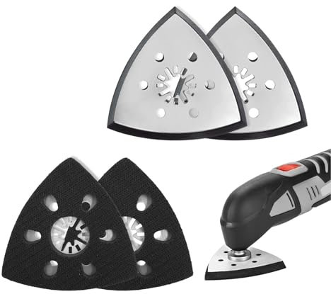 4 Pièces Patin Ponceuse Triangulaire, Plateau Ponceuse Parkside, Plateau Ponceuse Triangulaire, Accessoire outil Multifonction Parkside (93mm)