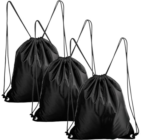 VPB 3 Piezas Mochila Cuerdas,Gimnasio Mochila con cordón Bolsa para Hombre Mujer,para Gimnasio,Escuela,Playa,Vacaciones,Natación,Viajes(Negro)