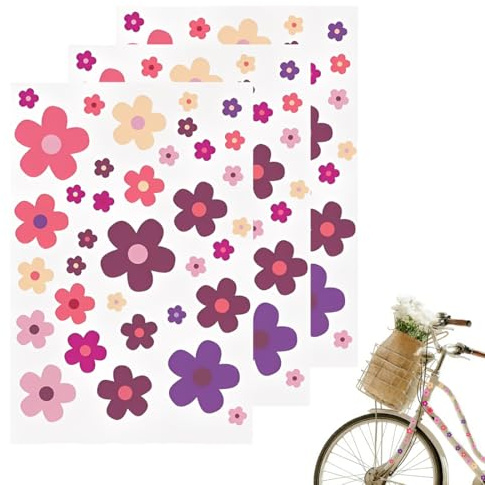 CATZUM Adesivi Impermeabili Fiori, 3 Pezzi Adesivi Fiori per Bici, Laptop, Auto, Moto, Telefono, Notebook (Viola Estivo)