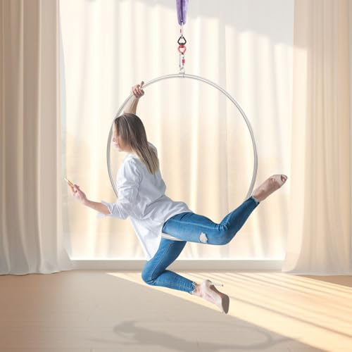 ieLsngai Cerceau aérien 95 cm, ensemble de cerceaux aériens en acier inoxydable, kit d'anneaux de gréement de yoga, équipement de fitness, danse et yoga