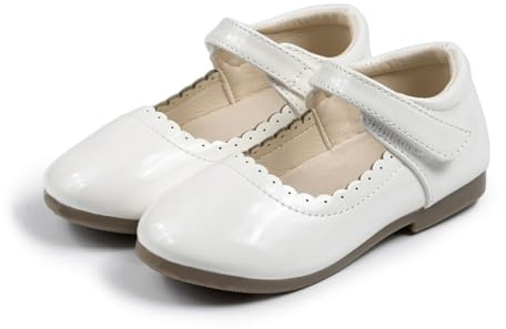 Genérico Zapatos para Niñas con Diseño Mary Jane Bailarinas Princesa para Bodas Escolar y Cumpleaños Calzado Cómodo de Vestir con Cierre de Tira (White, 27.5 Little Child)