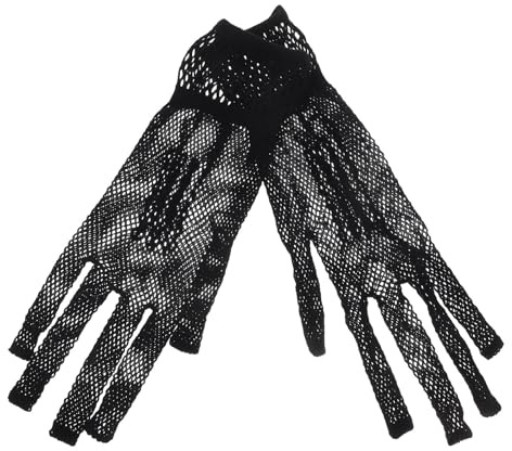 OATIPHO Guantes de Red Huecos Nylon Mujer, 1 Par Negro | Boda y Gala, Longitud de Muñeca, Uso en Verano, Estilo Clásico y Elegante