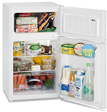 ICE KING IK2022EW Freestanding Fridge Freezer, 85L Capacity, White, Adjustable Thermostat, Reversible Doors, Energy Efficient, Quiet Operation – Ideal for Kitchen or Utility Room