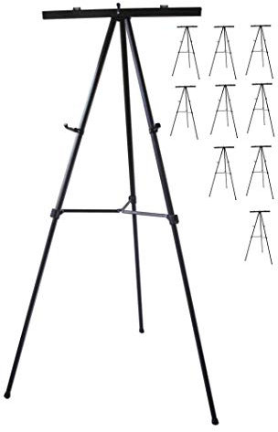 Pack of 10-Lightweight Aluminum Flip-Chart Presentation Easel, Black (10 Pack)