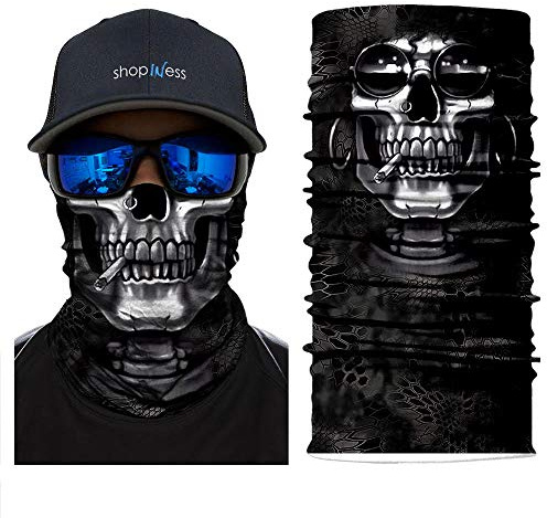 ShopINess Bandana Bandana Halsduk Halsduk Tubhals Skull Multifunktion Unisex Vuxen för Motorcykel Sport Fester Halloween och Karneval Skalle (Rökare)