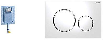 Geberit 109.790.00.1 Cassetta da Incasso per WC, Grigio & Placca di Comando Sigma20 per Risciacquo a Due Quantità, Bianco e Cromo