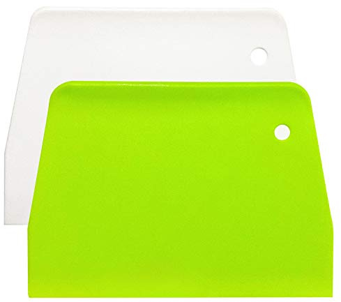 YUNDUOJIA (2PCS) Dough Scraper Bowl Scraper ，Food safe Plastic Dough Cutter， Flexible Plastic Scraper Practical Bench Scraper Multipurpose Food Scrappers for Bread Dough Cake Fondant Icing