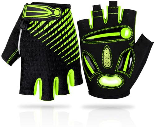 LUROON Cycling Gloves Half Finger Gel Padded Bike Gloves Anti-Slip Shock-absorbing Hand Protect Fingerless Summer Bicycle Short Gloves for Mens & Women