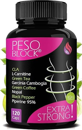 PASTILLAS ADELGAZANTES 120ud | Potente Poder Adelgazante - Quemador de Grasa para Perder Peso Rápido | PESO BLOCK® | Quemadores de Grasa Naturales