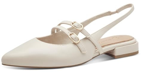 MARCO TOZZI Damenschuhe Slingpumps Spitz Elegant und Bequem, Beige (Cream), 40 EU