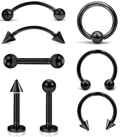 Hufeisen Piercing Set,Septum Piercing Schwarz Chirurgenstahl,Tragus Helix Piercing Septum Schwarz für Damen,Hochglanzpolierte Diaphragma Augenbrauen Piercing Jewelry Geschenk für Frauen herren