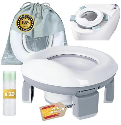 DERYLIA®Orinal portatil niños plegable + 20 Bolsas desechables + Instrucciones + Bolsa de Transporte | Adaptador wc niños Plegable y Portátil para usar en cualquier lugar.