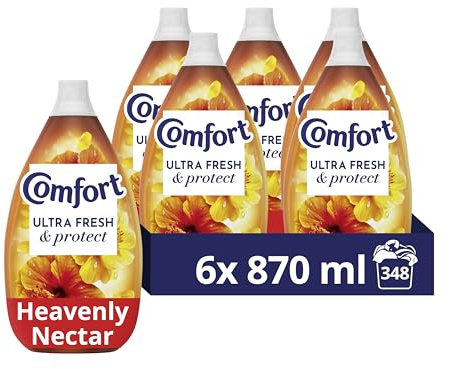 Comfort Ultra Fresh & Protect Heavenly Nectar Fabric Conditioner with Pro-Fibre Technology Protects Colour and Shape 58 washes(870 ml) - Case pack of 6