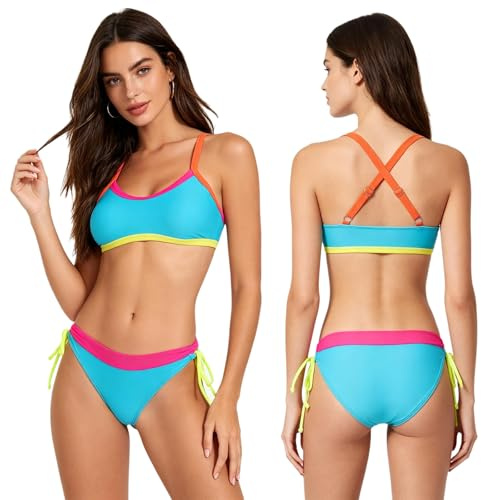 Zaldita Bikini för kvinnor, baddräktsset för kvinnor, ryggkors justerbar band, bikini, topp, bikinis badkläder för vuxna, simning, Ljusblå, S