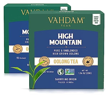 VAHDAM, High Mountain Oolong Tea Bags (30 Count) Non GMO, Gluten Free | Naturally High Grown Oolong Tea Leaves - Light & Floral | Individually Wrapped Pyramid Tea Bags | Direct from Source