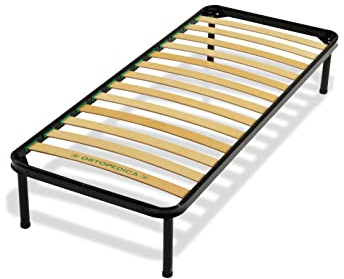 Bed Store SISTEMI RIPOSO Rete 80X180 Cm A Doghe Strette Singola per Letto Singolo con Piedi H30Cm Ortopedica Resistente