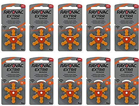 RAYOVAC EXTRA HEARING AID BATTERIES SIZE 13 NEW pack 60 pcs (Original Version)