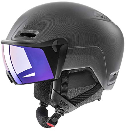 uvex hlmt 700 Vario - Skihelm für Damen und Herren - mit Visier - individuelle Größenanpassung - Black matt - 52-55 cm