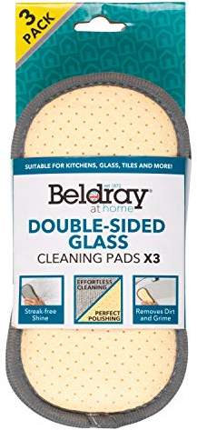 Estropajos de Limpieza LA077639EU7 de Beldray® de Doble Cara para Cristal, Paquete de 3 | Brillo sin Marcas | Ideal para Limpieza de cocinas, baños, Interiores de Coches y más