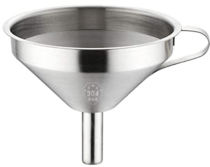 TIJAR Funnel Stainless Steel 10cm Funnel, Quality Food Grade Funnels, Easy to Store with Ring holder, Dishwasher Safe (10cm, stainless_steel)