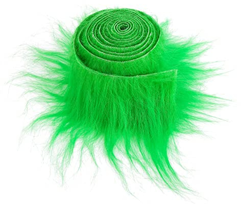 Strisce Pretagliate Sintetica Peluche 5 ×180 cmTessuto in Pelliccia Barba Finta per Gnomi Soffice Pelliccia Artigianale Barba per Gnomi di Babbo Natale Nano Cosplay Decorazione Fai Da Te (Verde)