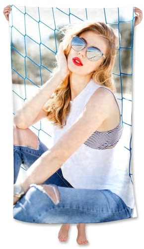 LMQJDZ Toalla de Playa Personalizada con Foto/Imagen/Texto/Nombre - Adecuada para Natación, Fitness, Camping, Yoga (50 * 100cm)