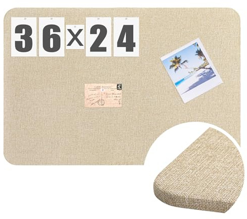 Hahafelt 91 cm x 61 cm anslagstavla i tyg anslagstavla för väggar linne anslagstavla ramlös anslagstavla display meddelande minneskort för skola hem kontor köksväggar enkel att installera