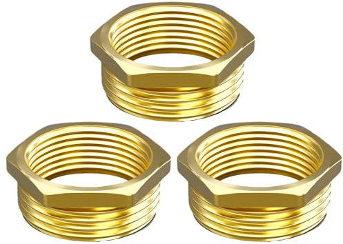 Aitsite Reduzierstück 3/4 auf 1 Zoll aus Messing, Reduzierung Gewindefitting mit Sechskant, 1 Zoll Außengewinde x 3/4 Zoll Innengewinde, Messing Fitting für Rohranschluss(3 Stück)