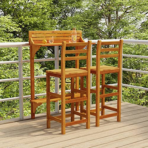Amorsee Set Muebles de Bar de Jardín 3 Piezas, Mesa y Sillas de Bar, Mesa y Sillas Alta Jardín Terraza, Set Mesa Alta de Bar y 2 Taburetes, Mesas Altas y Taburetes Barra de Bar Exterior Jardin