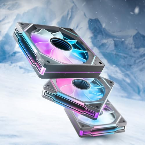 AsiaHorse RGB PC Lüfter 120MM Reverse Blade Gehäuselüfter 3Stück [Infinity Mirror] [HDB] 1800RPM 5V3PIN ARGB und 12V4PIN PWM Lüfter, 50,000 Stunden Lebensdauer AMICI5GT Schwarz Reverse