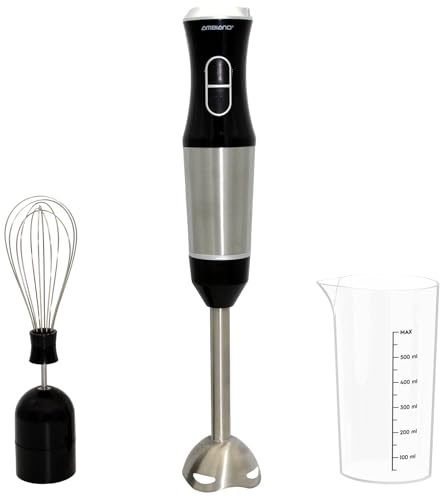 Ambiano Stabmixer Edelstahl - Pürierstab elektrisch GS-Zeichen, inkl. Schneebesen & Messbecher, 400 Watt Leistung, 2 Geschwindigkeiten, stufenloser Drehzahlregler - Schwarz