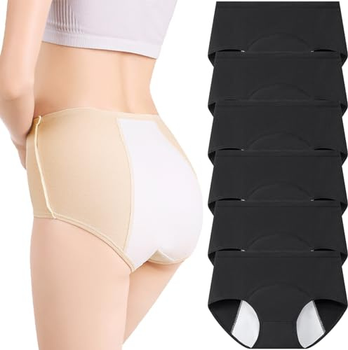 Hornice Lot de 6 Culotte Menstruelle aux Femmes sous Vetement Abondant Culotte Périodique Lavables pour Un Usage Quotidien et Pendant Les Menstruations, 2XL