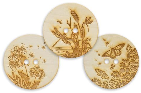 Lot de 30 boutons en bois gravés de 2.36in / 60 mm pour couture, loisirs créatifs