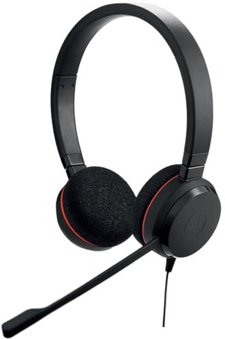 Jabra Evolve 20 Stereo Headset - Microsoft Zertifizierte Kopfhörer für VoIP Softphone mit passiver Geräuschunterdrückung - USB-C/A - Schwarz