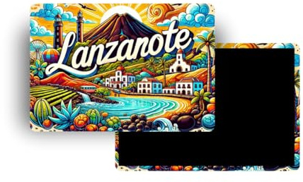 Imanes Nevera - 18 Modelos a Elegir - Recuerdos Turísticos Países del Mundo - Imanes Decorativos Nevera - Regalo Viaje - Estilo Tradicional - 5,4 x 7,8 cm - 1 Unidad (Lanzarote)