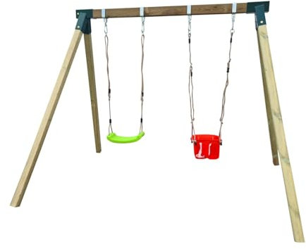 | MASGAMES | Altalena a due posti Reiko | Legno quadrato trattato per esterno | Ancoraggi inclusi | (seduta piatta + 1 seggiolino)