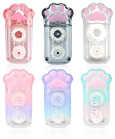 CEJAS 6 Pezzi Correttore a Nastro, 6m × 5mm Correction Tape per Zampe di Gatto, Bianchetto Nastro correttivo per cancellare, Mini Artigli di Gatto Correttori A Nastro Cartoleria per Scuola Ufficio